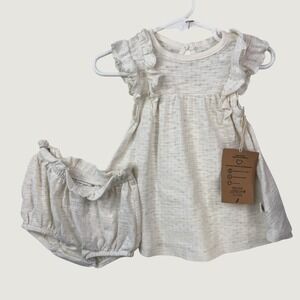 Easy Peasy Dress and Bloomer Set 3-6M Ivory New Boho Cottagecore Ruffle